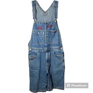 Tommy Hilfiger Vintage 90s Denim Overall Jorts Y2K Rare Size Large